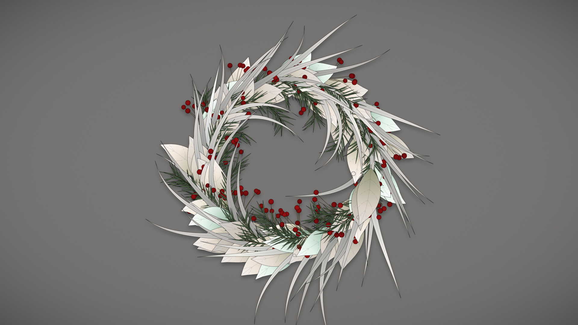 a computer-generated winter wreath