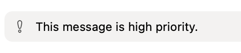 A screenshot from an email application that shows the message "! This message is high priority."