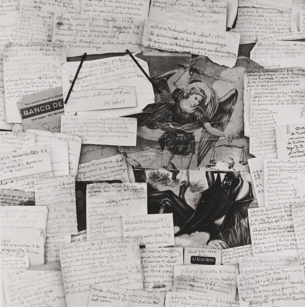 Photograph: Ahora, by Louis Carlos Bernal

overlapping journal notes, illustration of St. Michael slaying Satan

© Lisa Bernal Brethour and Katrina Bernal