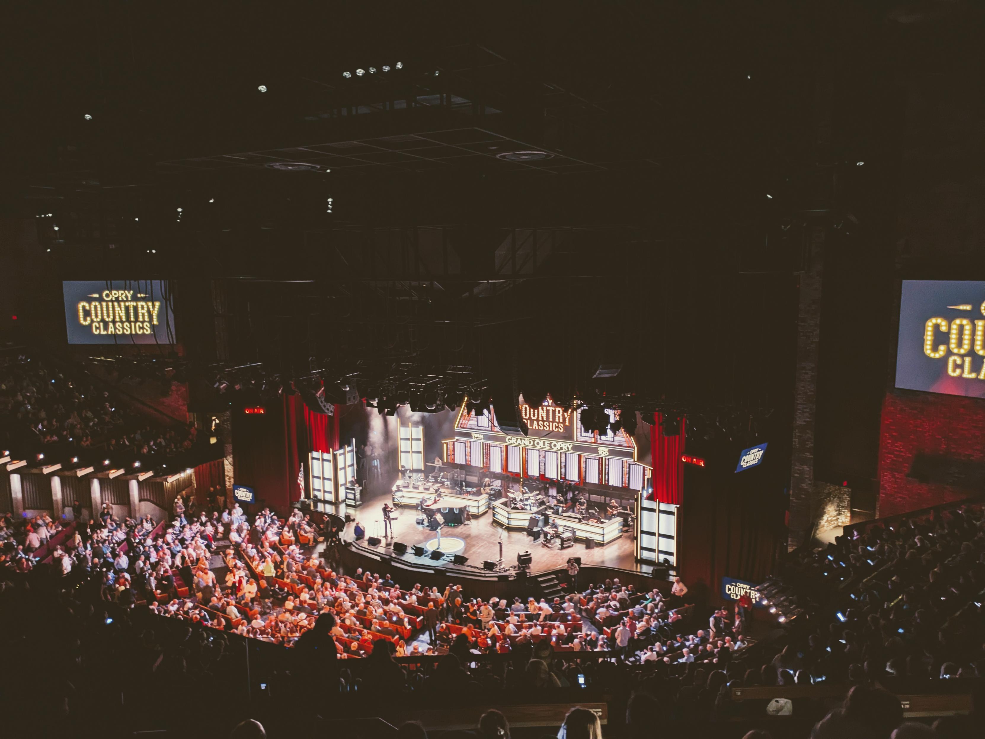 Photo of the stage at the Opry from seats way up in the back